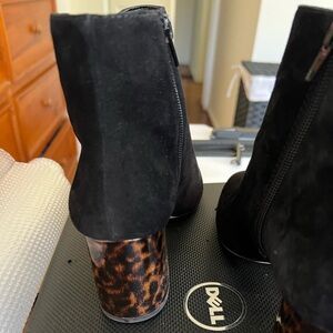 Beautiful suede boots with gorgeous tortoise shell heels.